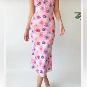 Pretty Garbage Floral Pink Dress- NWT's Size L - Bodycon Stretch